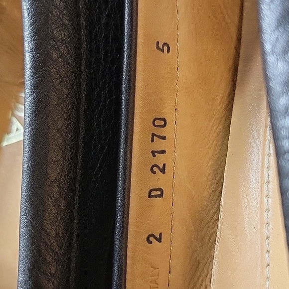 Prada Milano Black Pebbled Leather Penny Loafers Driver Shoes Logo Men's 5 GUC - Picture 9 of 13